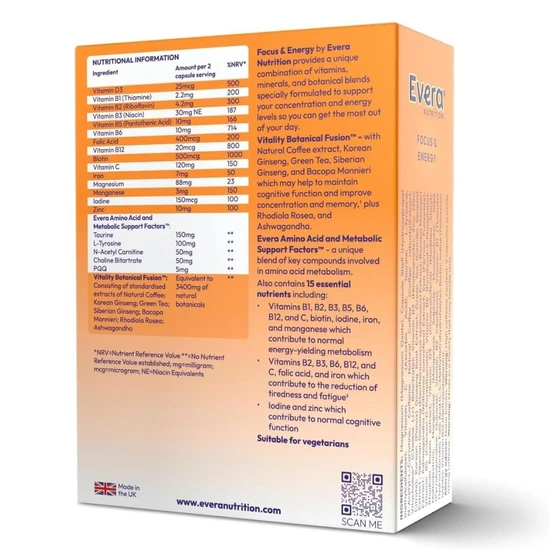 Evera Nutrition Focus & Energy Capsules 60 Capsules