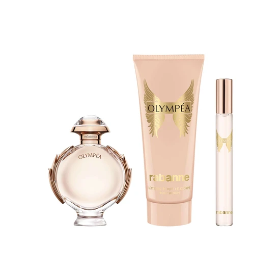Paco Rabanne Olympea Women's Perfume Gift Set 50ml Eau De Parfum + 100ml Body Lotion + 10ml Eau De Parfum