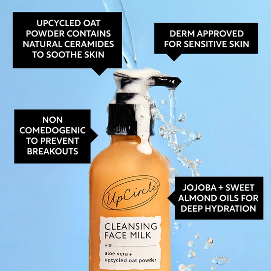 UpCircle Beauty Cleansing Face Milk With Aloe Vera + Upcycled Oat Powder 120ml