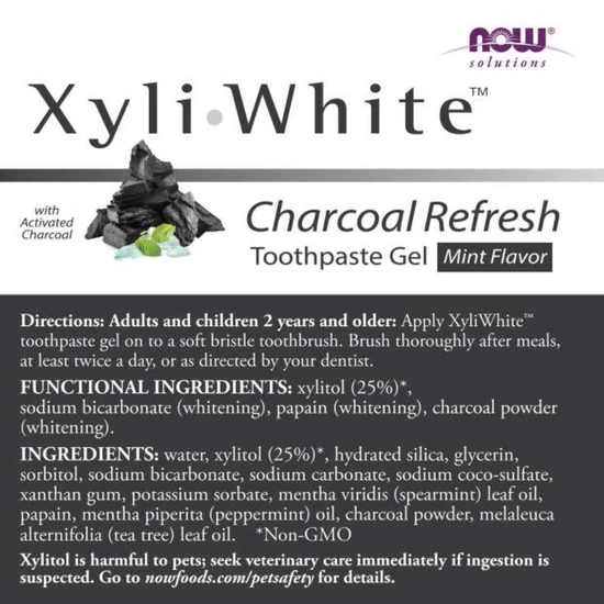 NOW Foods XyliWhite Charcoal Refresh Toothpaste Gel 181g