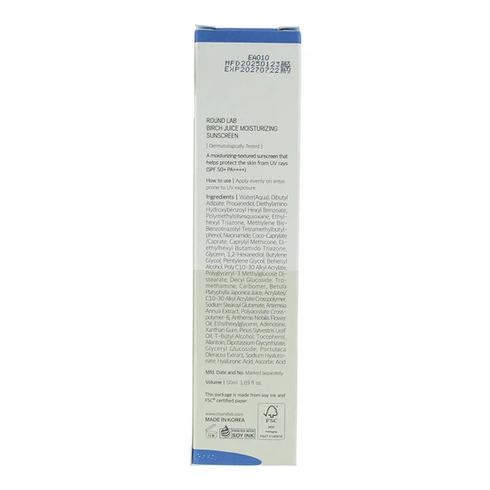 Round Lab Birch Juice Moisturising Sunscreen SPF 50+ 50ml