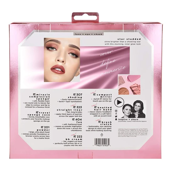 Real Techniques Star Studded Full Face Makeup Brush Set With Clutch, Hairband & Compact Mirror