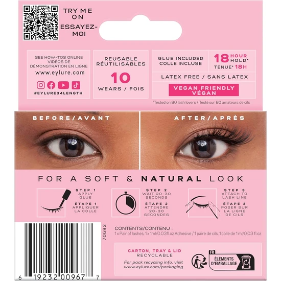 Eylure No. 030 3/4 Length False Lashes Black