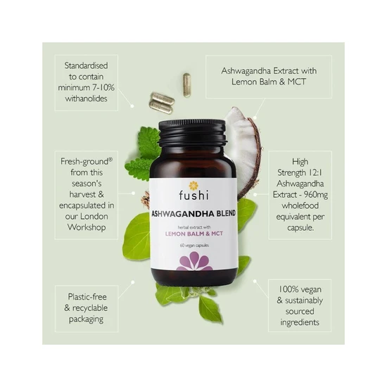 Fushi Herbal & Vitamin Blends Ashwagandha With Vegan MCT Extract 60 Capsules