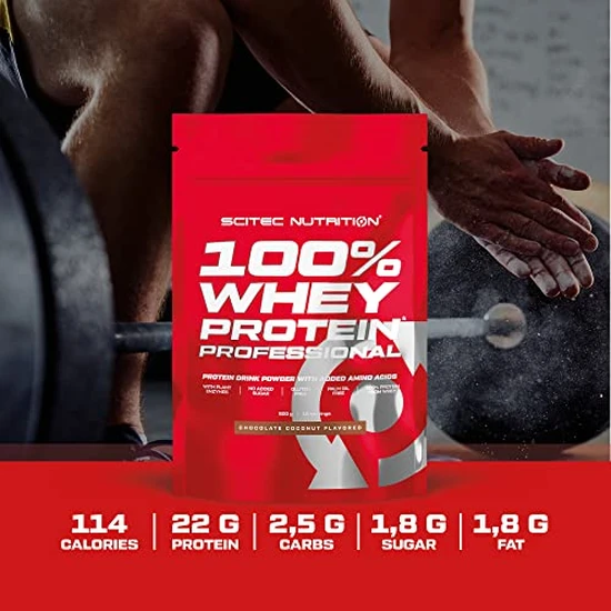 Scitec Nutrition 100% Whey Protein Professional Enhanced With Extra Amino Acids & Digestive Enzymes Gluten-Free, Pistachio-White Chocolate 500g