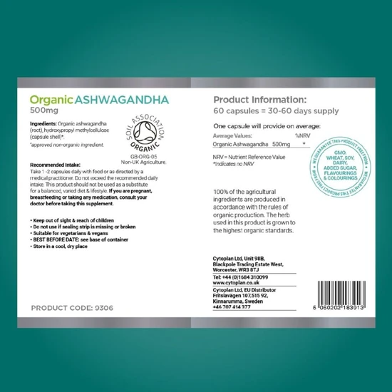 Cytoplan Organic Ashwagandha Capsules 60 Capsules