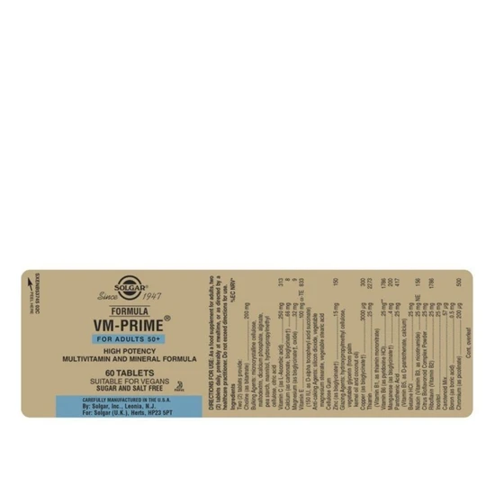 Solgar Formula VM-Prime For Adults 50+ Tablets 60 Tablets