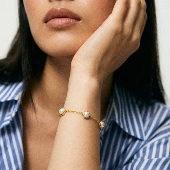 Kyoto Pearl Harper Pearl Bracelet 18ct Gold Plated White