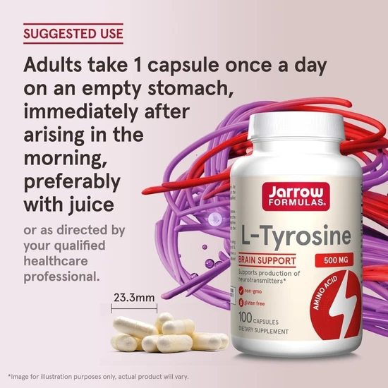 Jarrow Formulas L-Tyrosine 500mg Capsules 100 Capsules