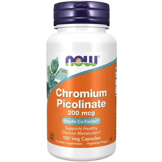 NOW Foods Chromium Picolinate, 200mcg Vegicaps 100 Vegicaps