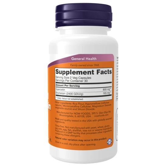 NOW Foods Quercetin With Bromelain 120 Capsules