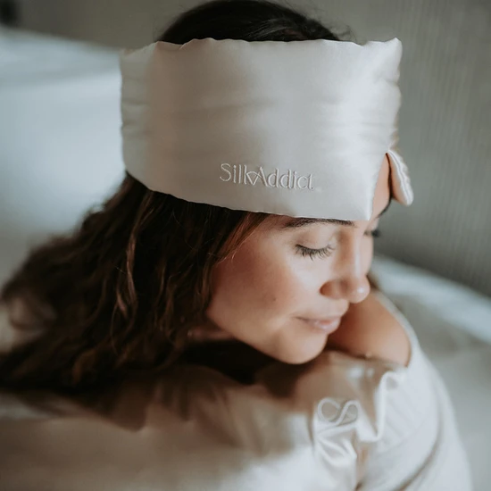 Silk Addict 100% Mulberry Silk Sleep Mask Wrap Caramel