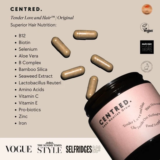 CENTRED. Tender Love & Hair Supplement 60 Capsules (30 Days)