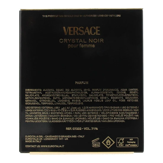 Versace Crystal Noir Parfum Eau De Parfum 90ml