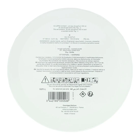 Courreges C Eau De Parfum 100ml Gift Set 100ml & 75g Candle