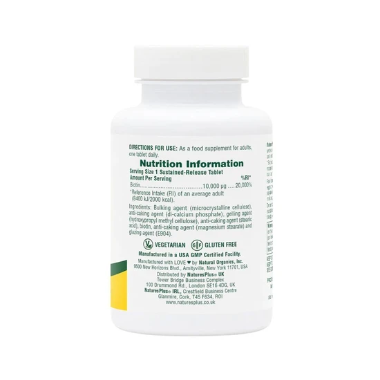 Nature's Plus Biotin 10,000mcg 90 Tablets