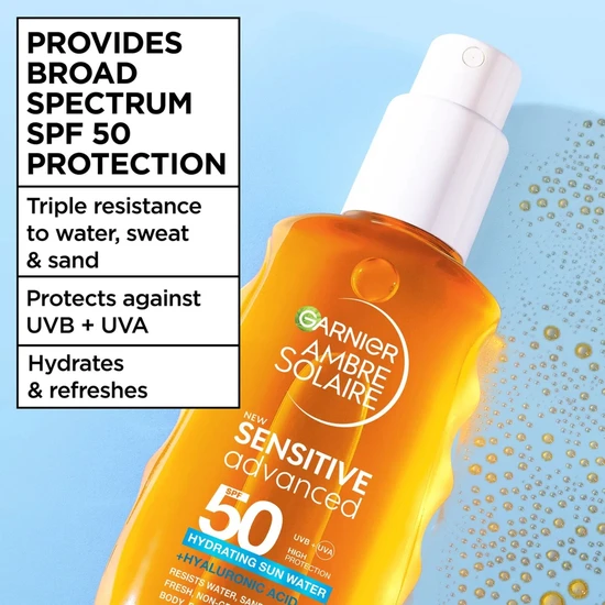 Garnier Ambre Solaire Advanced Sensitive Hydrating Sun Water SPF 50 150ml