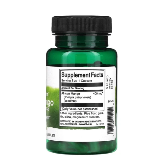 Swanson Full Spectrum African Mango Irvingia Gabonensis 400mg Capsules 60 Capsules