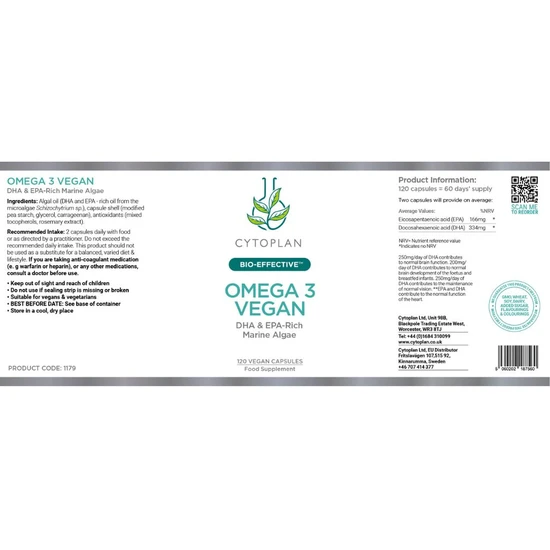 Cytoplan Vegan Omega 3 DHA/EPA Capsules 120 Capsules