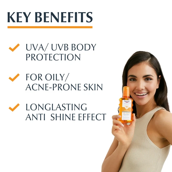Eucerin Oil Control Dry Touch Sun Spray Transparent SPF 50+ Sunscreen 200ml