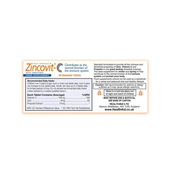 Health Aid Zincovit-C Chewable Lozenges 60 Lozenges