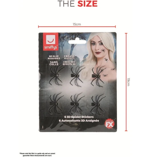 Smiffys Make-Up FX 3d Spider Stickers Black