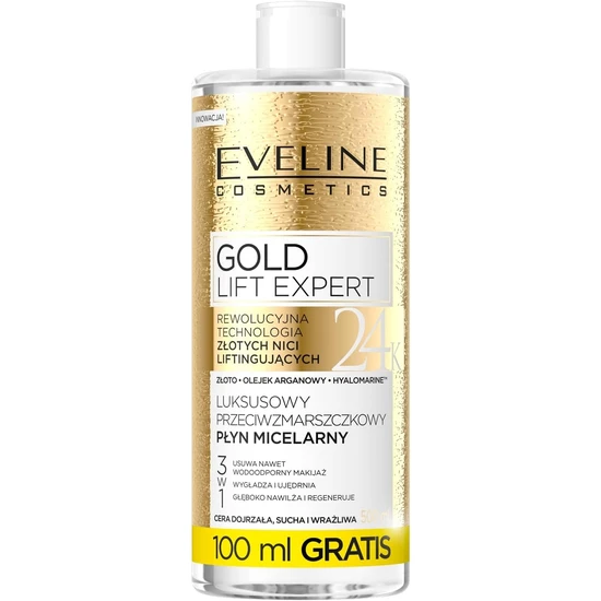 Eveline Gold Lift Expert 3 In 1 Luxury Anti Wrinkle Micellar Water 500ml