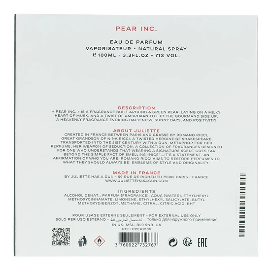 Juliette Has a Gun Pear Inc. Eau De Parfum 100ml