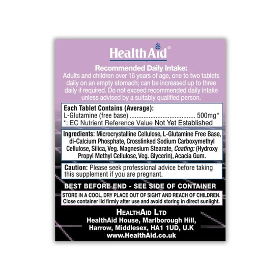 Health Aid L-Glutamine 500mg Tablets 60 Tablets