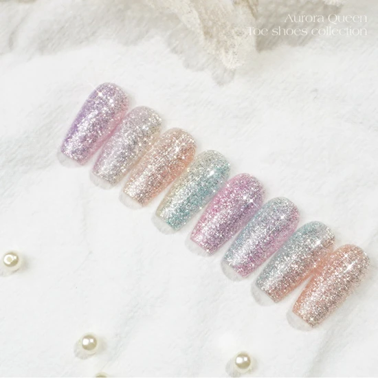 Aurora Queen Glitter Gel Polish Toe Shoes Collection 8 Colours Set (8 Colours)