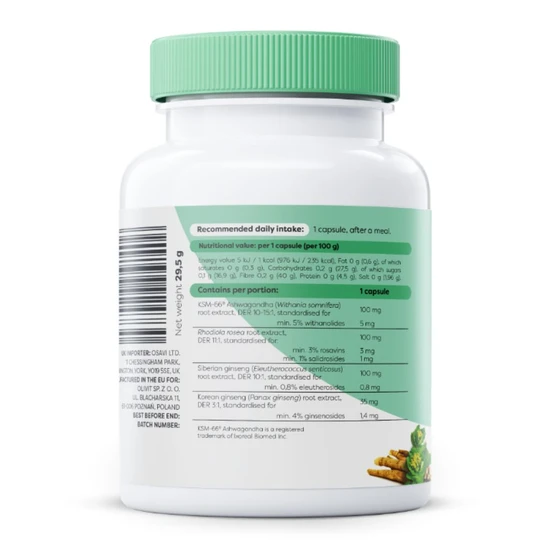 Osavi Ashwagandha + Rhodiola & Ginseng Capsules 60 Capsules