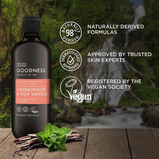 Baylis & Harding Goodness Mens Sandalwood & Rich Vanilla Shower Gel 500ml