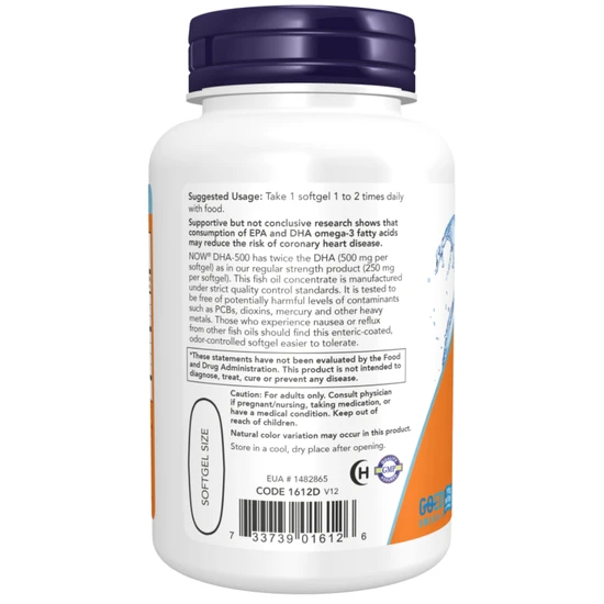 NOW Foods DHA-500 500DHA/250EPA Softgels 90 Softgels