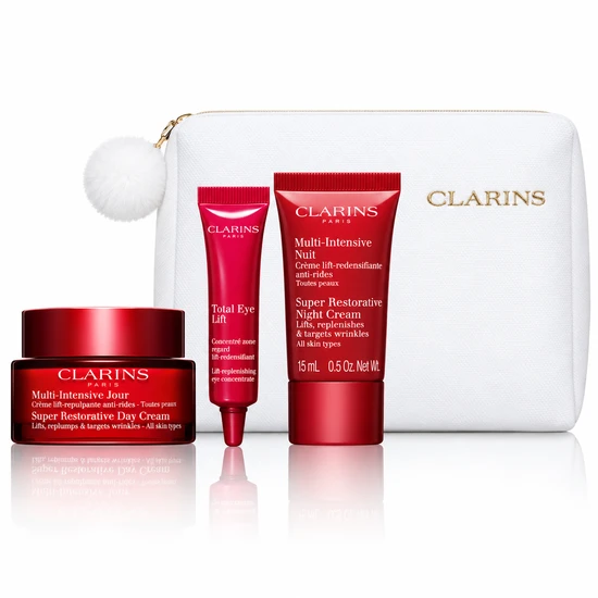 Clarins Super Restorative Collection 50ml Super Restorative Day Cream, 7ml Eye Lift Cream, 15ml Super Night Cream & 0.9ml Essential Care Double Serum