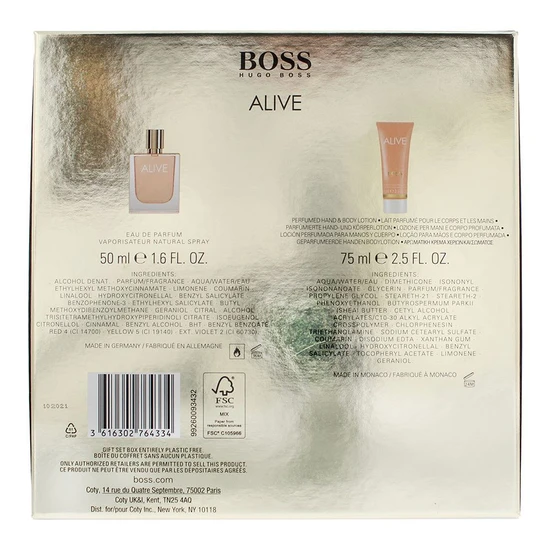 Hugo Boss Alive Eau De Parfum Gift Set Eau De Parfum + Body Lotion