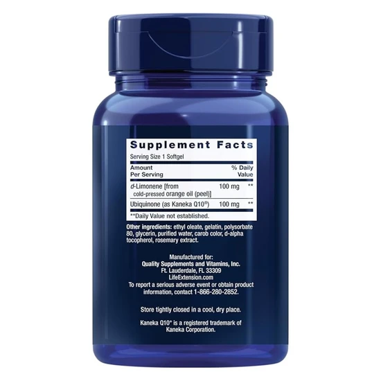 Life Extension Super-Absorbable CoQ10 Ubiquinone With d-Limonene 100mg Softgels 60 Softgels