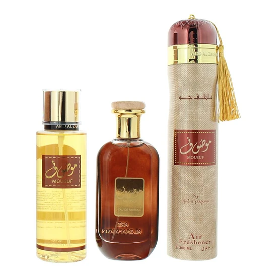 Ard Al Zaafaran Mousuf Gift Set 100ml EDP + 250ml Body Mist + 300ml Air Freshener