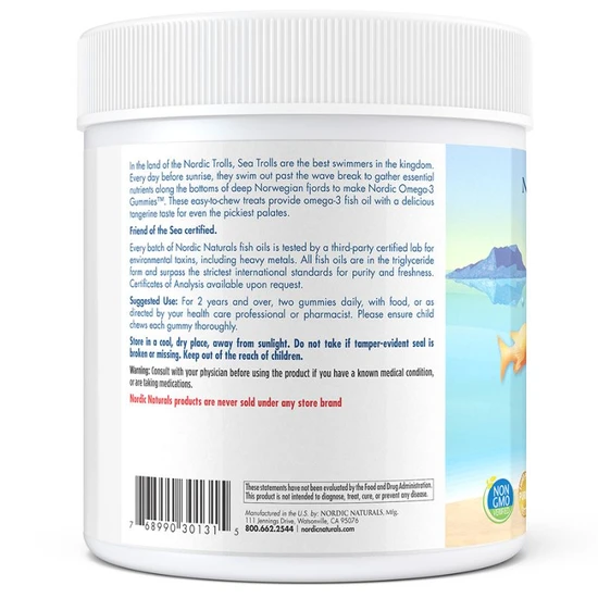 Nordic Naturals Nordic Omega-3 82mg Tangerine Treats Gummies 120 Gummies