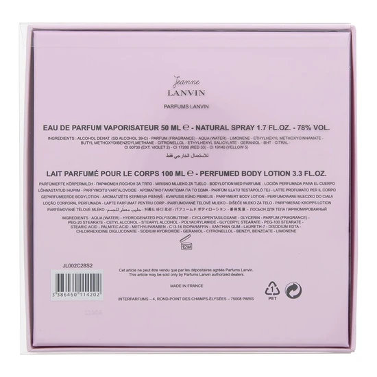 Lanvin Jeanne Eau De Parfum 50ml + Body Lotion 100ml Gift Set 50ml