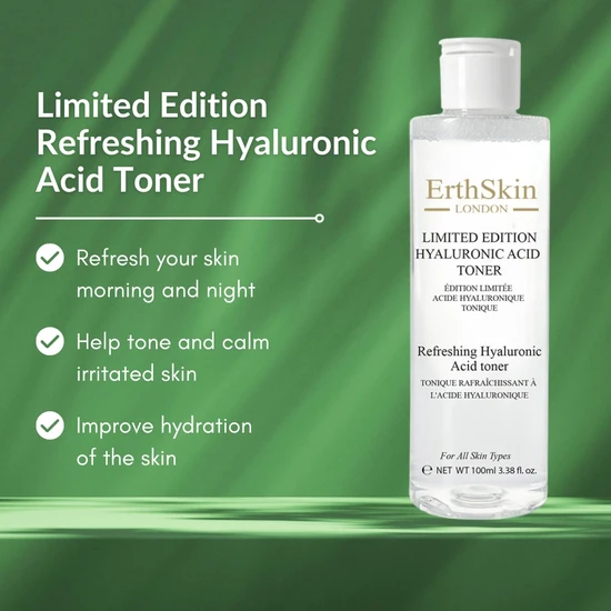 Erth Skin London Limited Edition Refreshing Hyaluronic Acid Toner 100ml