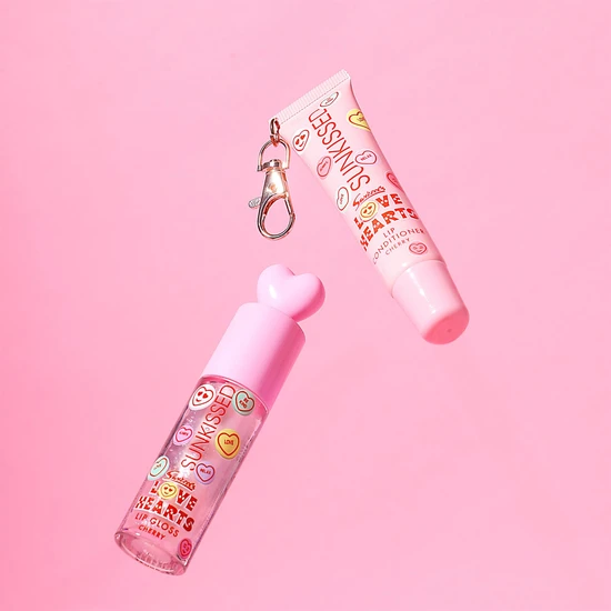 Sunkissed Love Hearts Lip Gloss & Conditioner Lip Duo Gift Set Cherry
