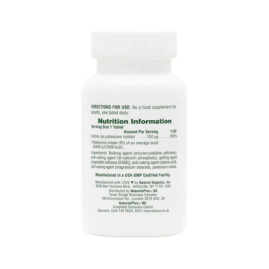 Nature's Plus Potassium Iodide 150mcg Iodine Tablets 100 Tablets