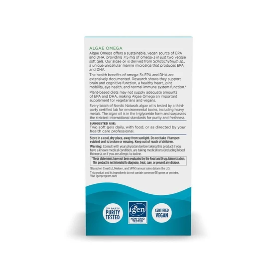 Nordic Naturals Algae Omega 715mg Softgels 120 Softgels