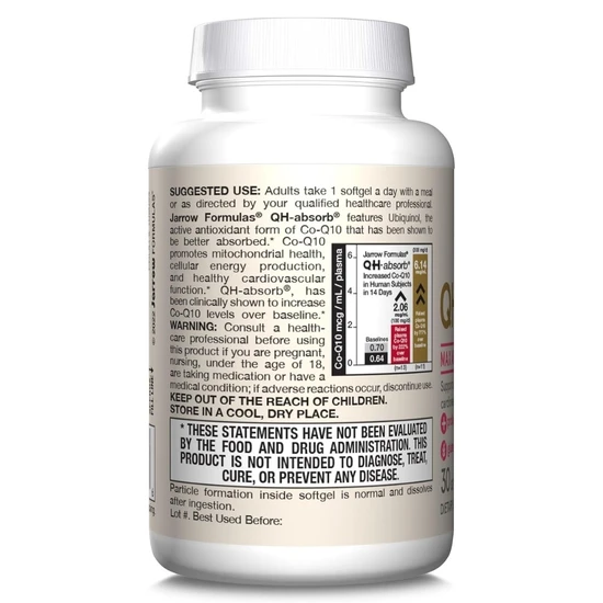 Jarrow Formulas Ubiquinol QH-absorb 200mg 30 Soft Gels