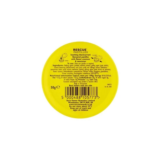 Bach Rescue Pastilles Blackcurrant 50g