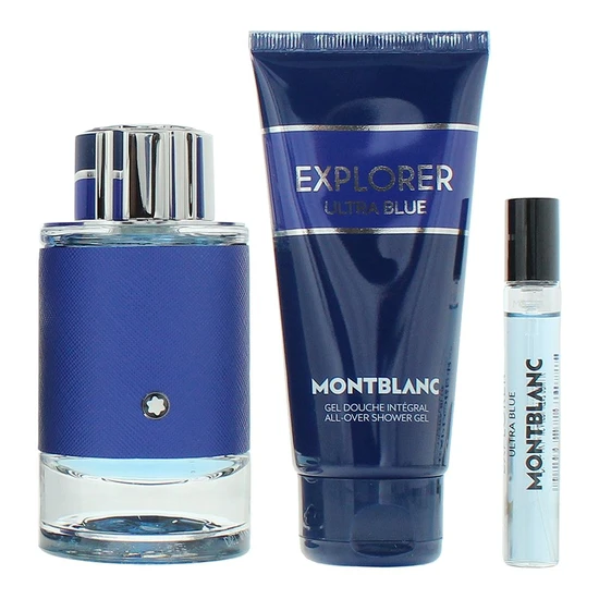 Montblanc Explorer Ultra Blue Gift Set 100ml Eau De Parfum Spray, 7.5ml Miniature & 100ml Shower Gel