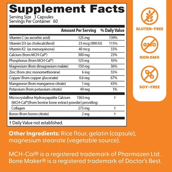 Doctor's Best Calcium Bone Maker Complex With MCHCal 180 Capsules