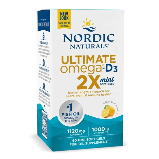 Nordic Naturals Ultimate Omega 2x Mini With Vitamin D3 1120mg Lemon 60 Softgels