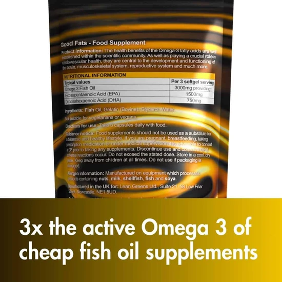 Lean Greens Good Fats Premium Omega 3 Fish Oils 90 Capsules