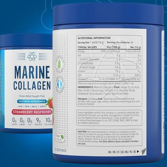 Applied Nutrition Marine Collagen Strawberry Raspberry 300g